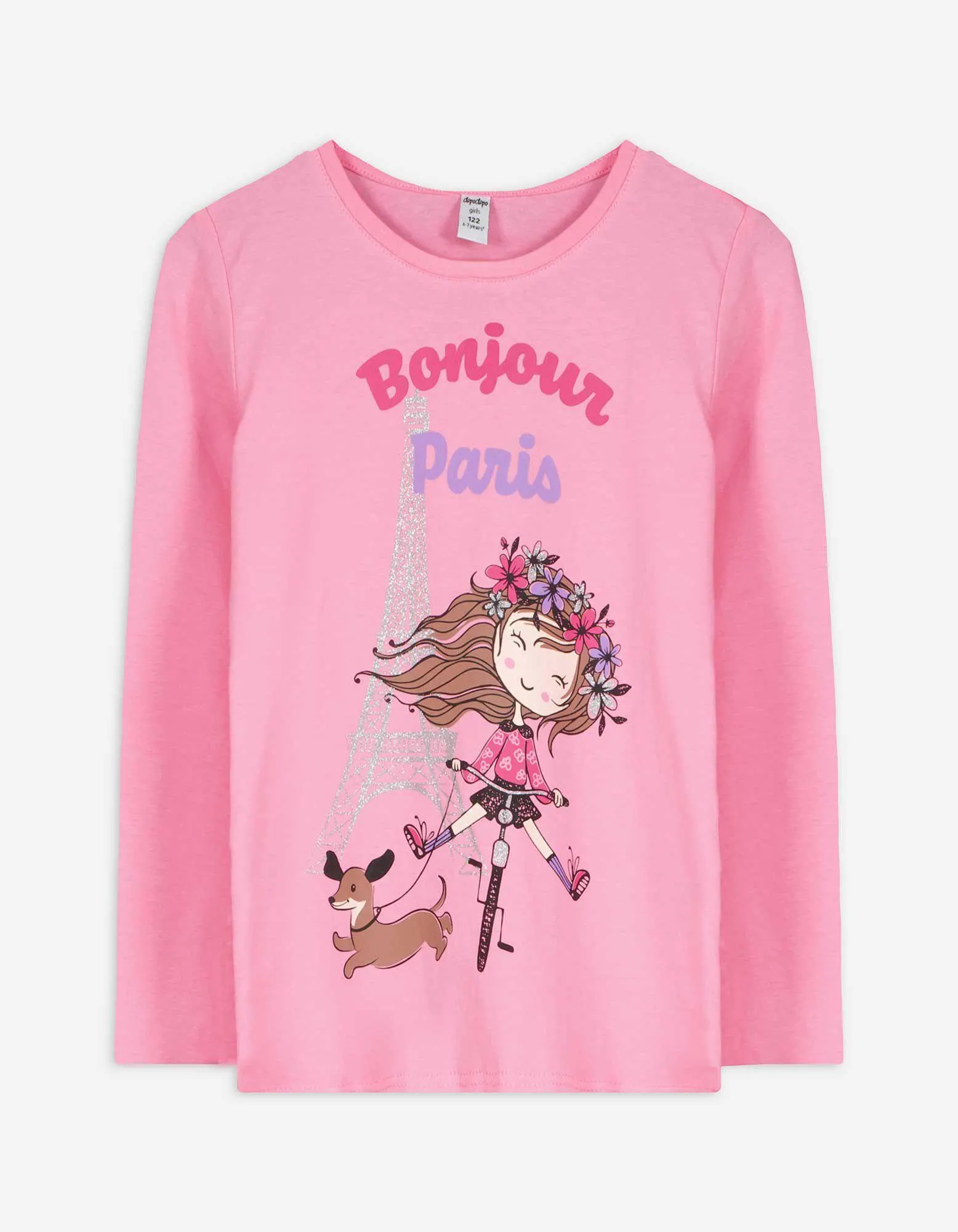 Maglia a manica lunga - Stampa frontale - rosa fucsia