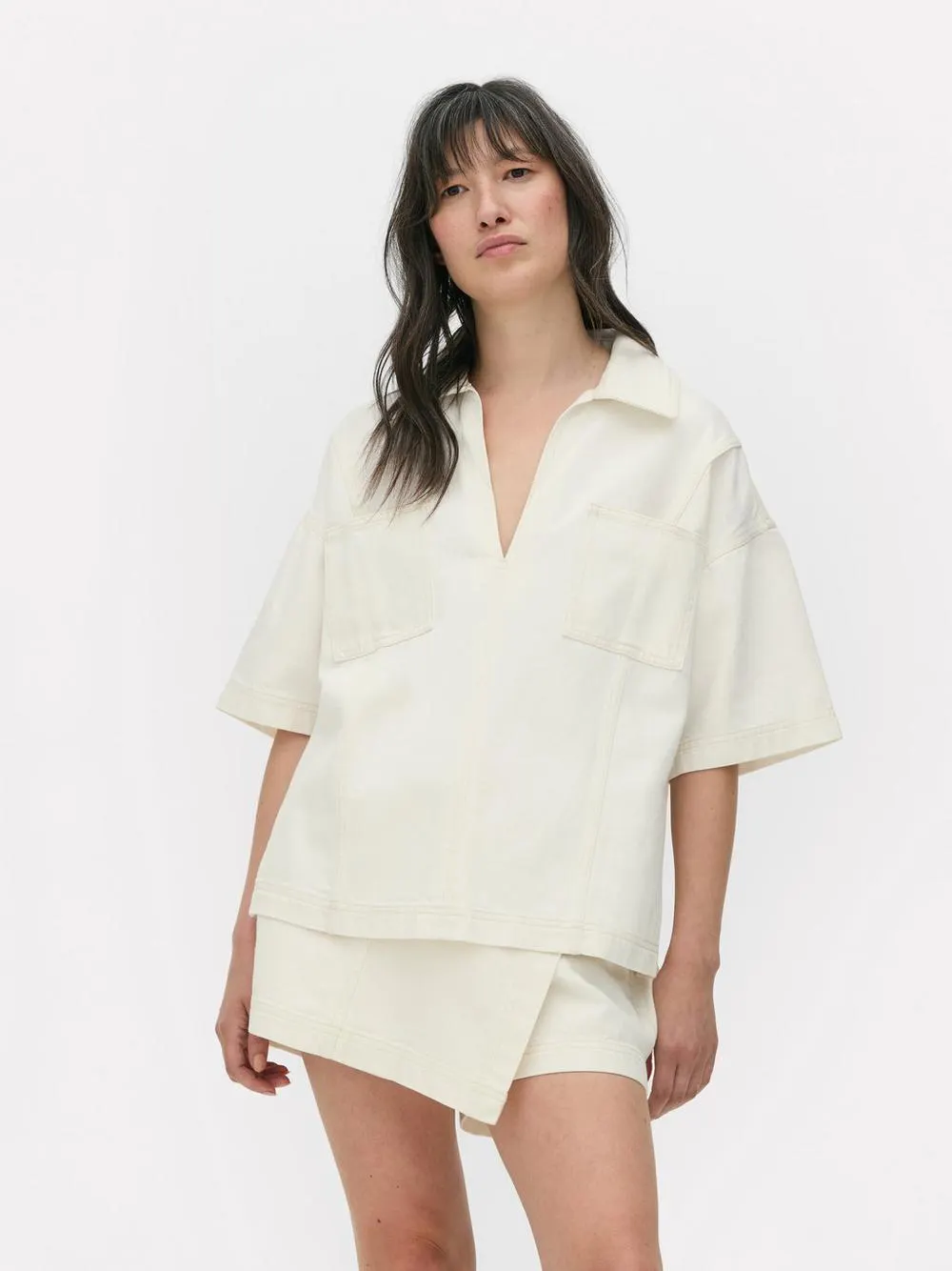 Camicia in denim squadrata