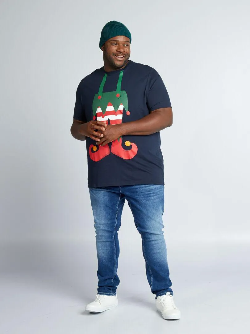 T-shirt a maniche corte con stampa - BLU