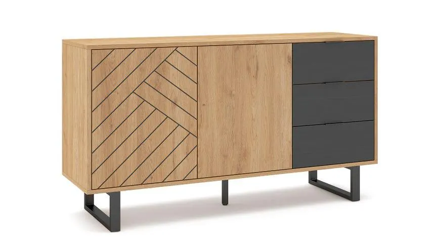 Aspen madia in legno naturale 2 ante 3 cassetti