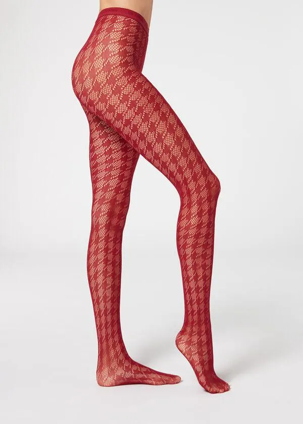 Collant a Rete con Motivo Pied de Poule