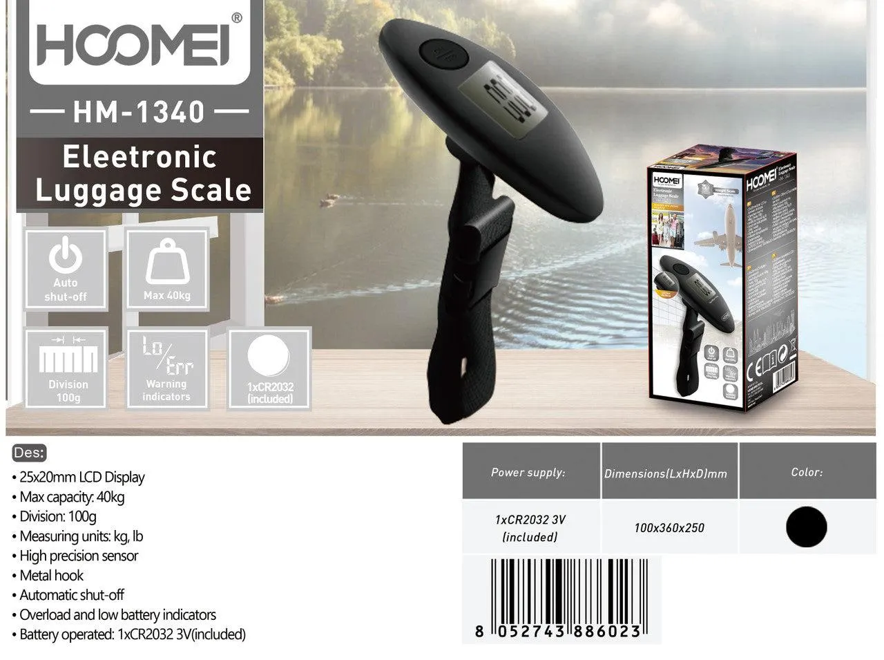 Hoomei - Electronic Luggage Scale 100x360x250 mm