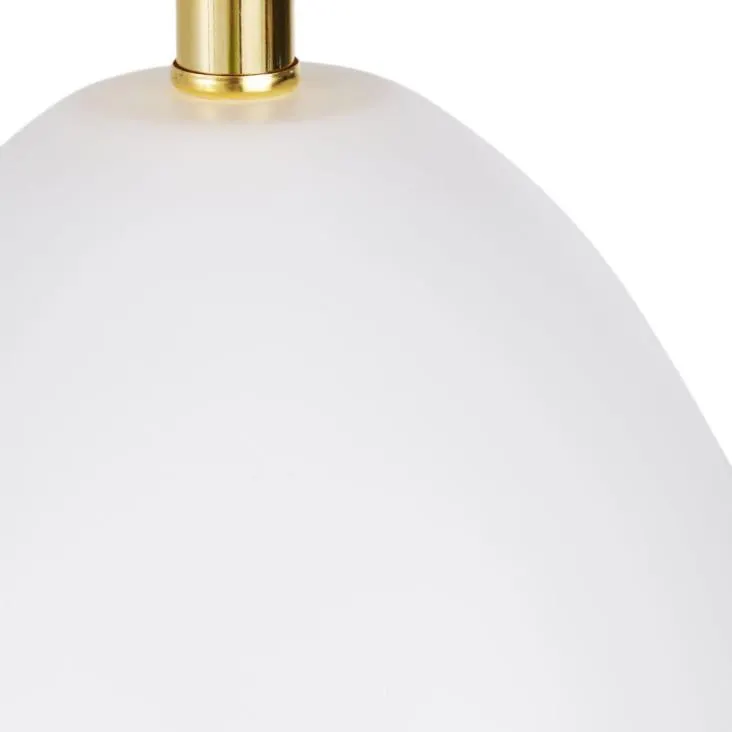 Lampada in ceramica bianca e dorata con globo in vetro alt. 58 cm