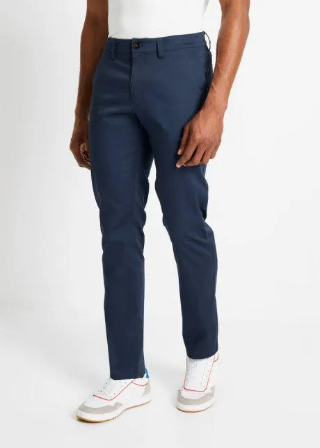 Pantaloni chino elasticizzati in satin di cotone regular fit, straight