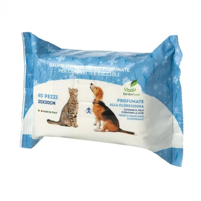 Salviettine detergenti per cani e gatti Clorexidina