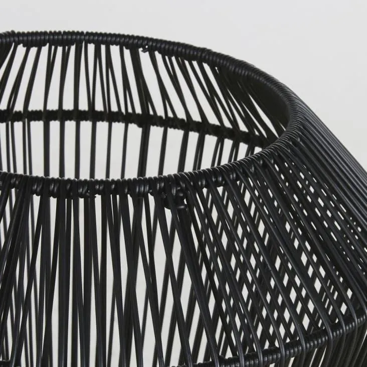 Piantana da esterno in metallo e polyrattan neri alt. 100 cm