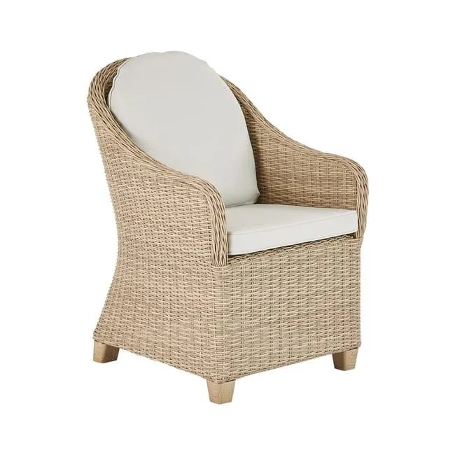 Poltrona da giardino con cuscino beige e braccioli Medena NATERIAL, struttura in alluminio marrone seduta in rattan sintetico beige, L 70 x H 90 x P 70 cm