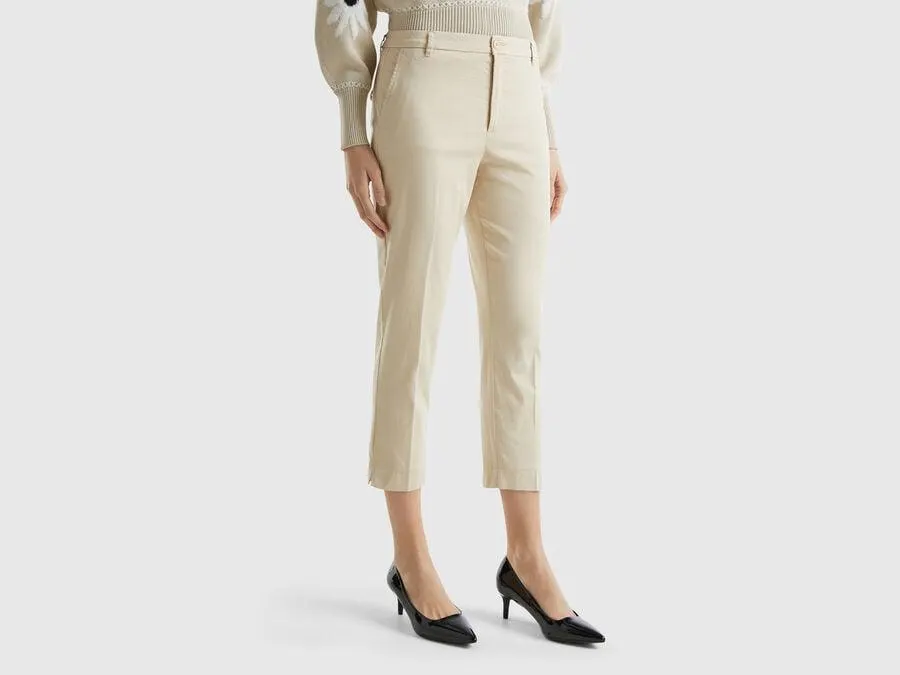 Chino cropped in cotone stretch