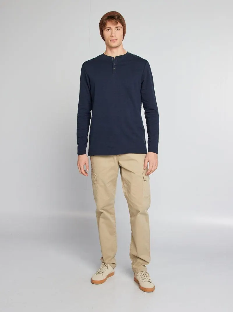 Pantaloni multitasche tinta unita - BEIGE