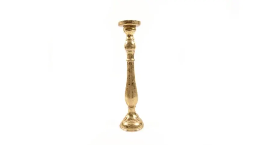 Foglia Oro portacandela in legno dorato H47 cm