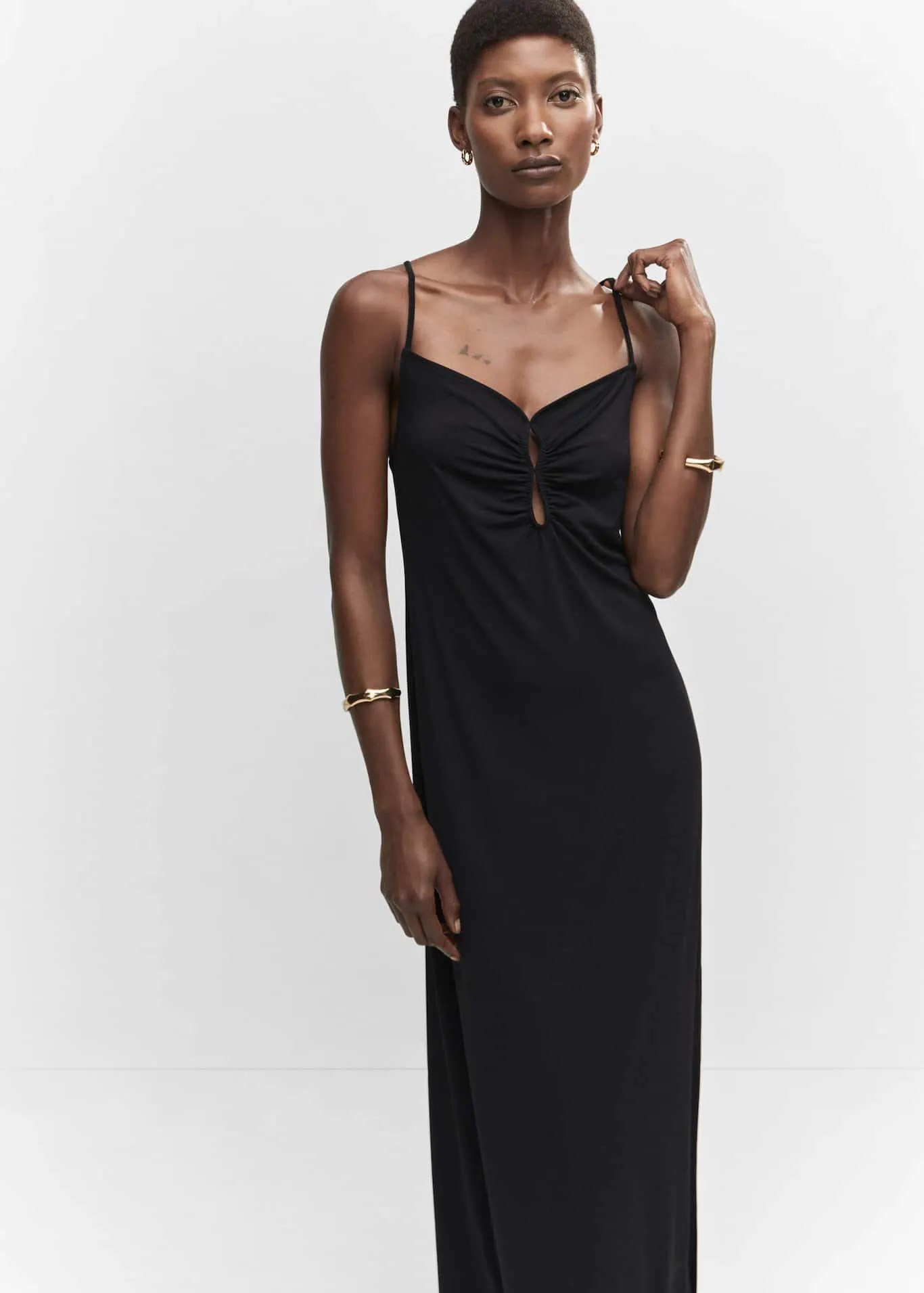 Vestito dettagli increspati spacco