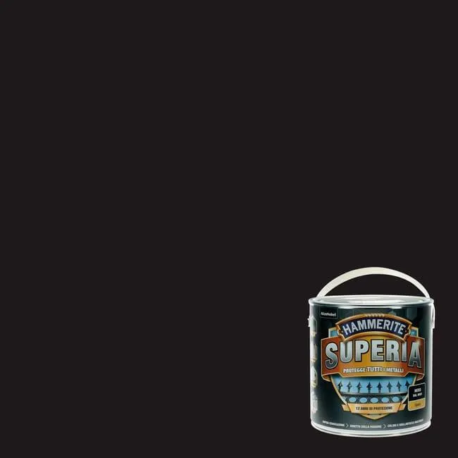 Vernice da esterno antiruggine per ferro HAMMERITE Superia nero opaco, 2.5 l