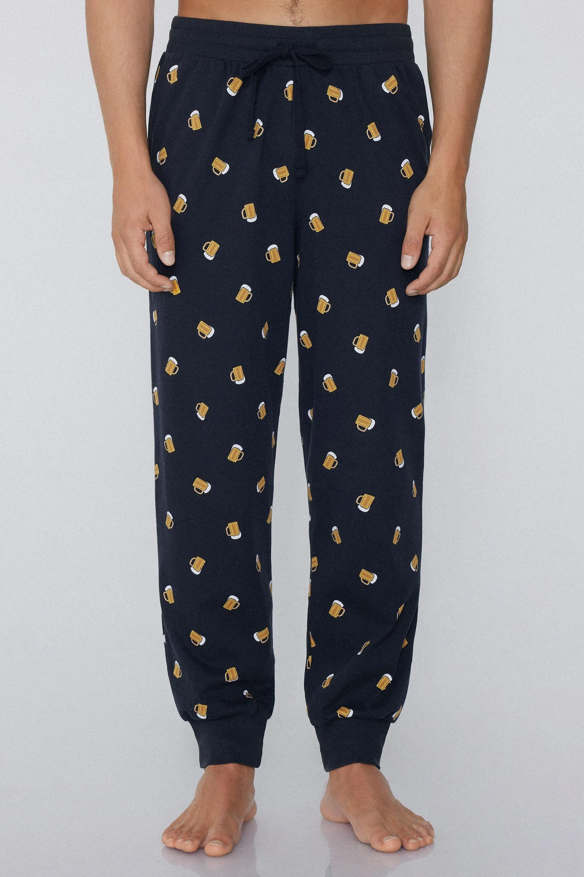 Jogger in Cotone Pesante Tasche Stampato