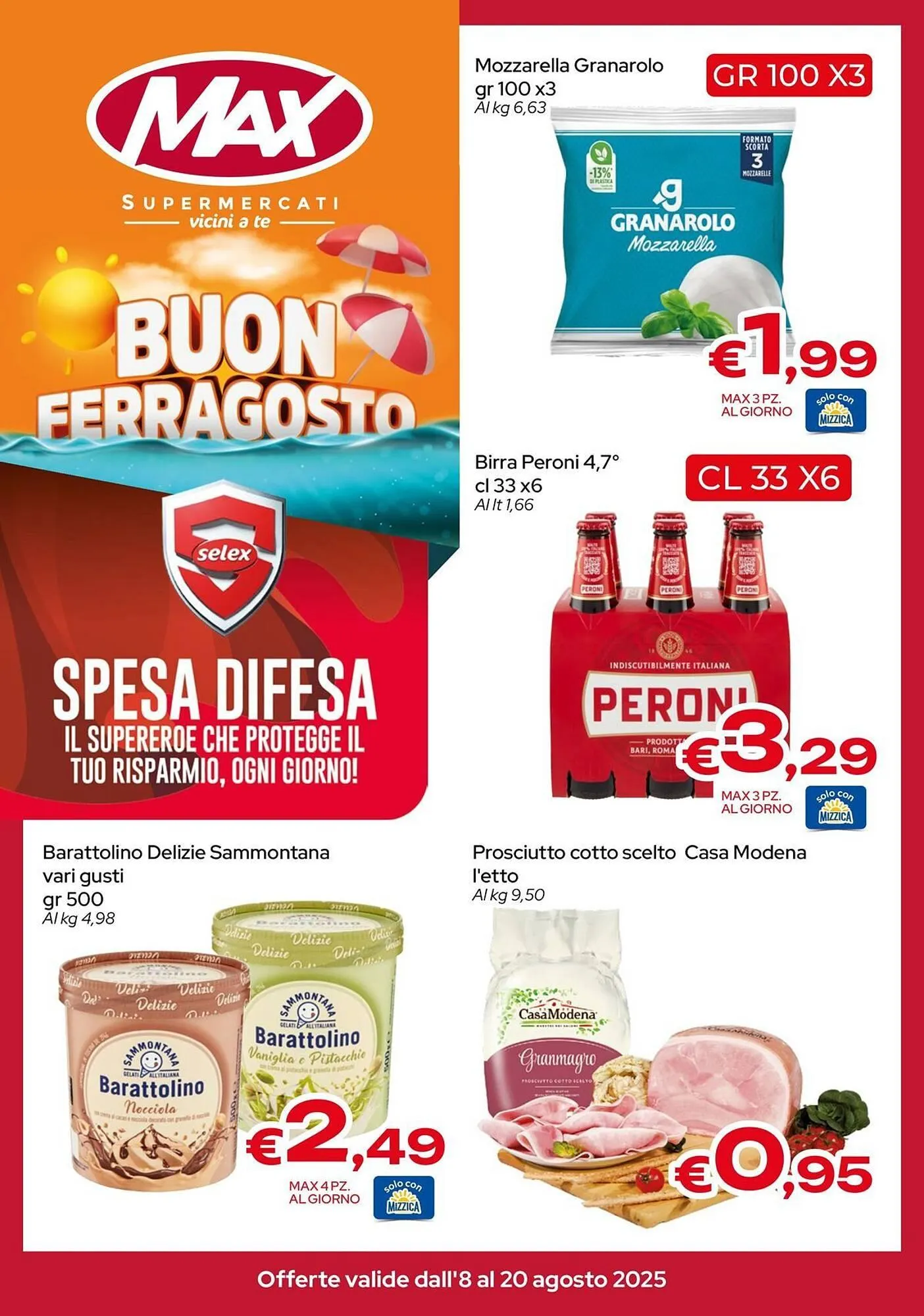 Volantino MAX Supermercati da 8 agosto a 20 agosto di 2025 - Pagina del volantino 1