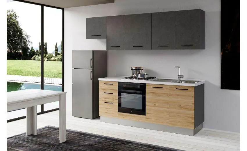 Gilda cucina 255 cm colore rovere cadiz e portland