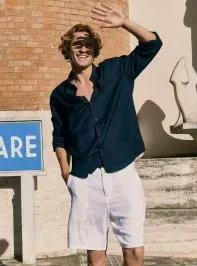 Pantaloncini chino in misto lino Bianco ottico