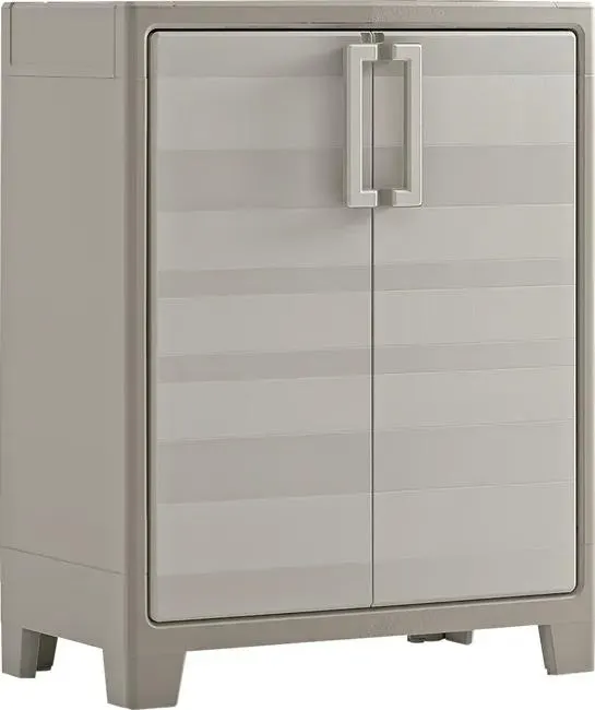 Armadio basso Gulliver KETER in polipropilene, beige L 80 x H 100 x P 44 cm, 2 ante, adatto per interno/esterno