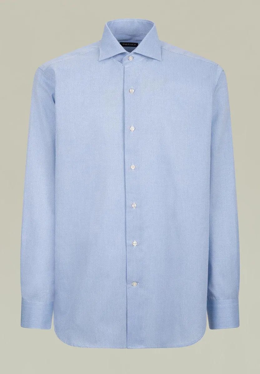 Camicia azzurra micro-armatura Comoda