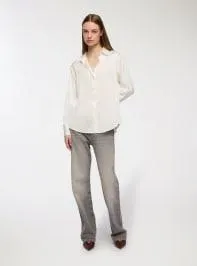 Camicia ampia effetto raso Bianco lana