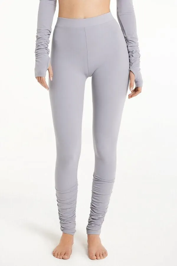 Leggings a Vita Alta con Arriccio Microfibra Morbida