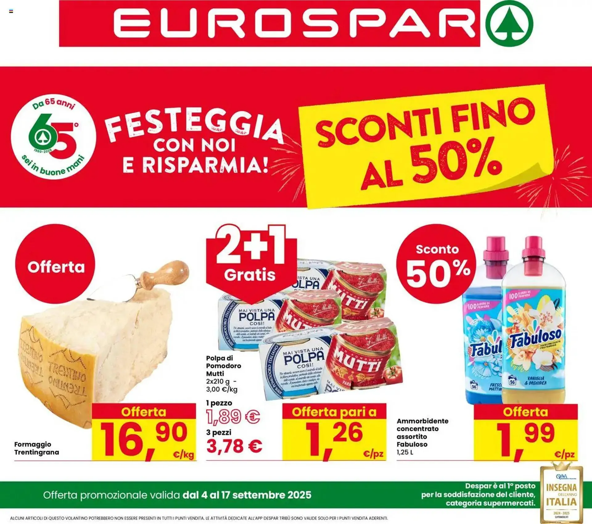 Volantino Eurospar da 4 settembre a 17 settembre di 2025 - Pagina del volantino 1