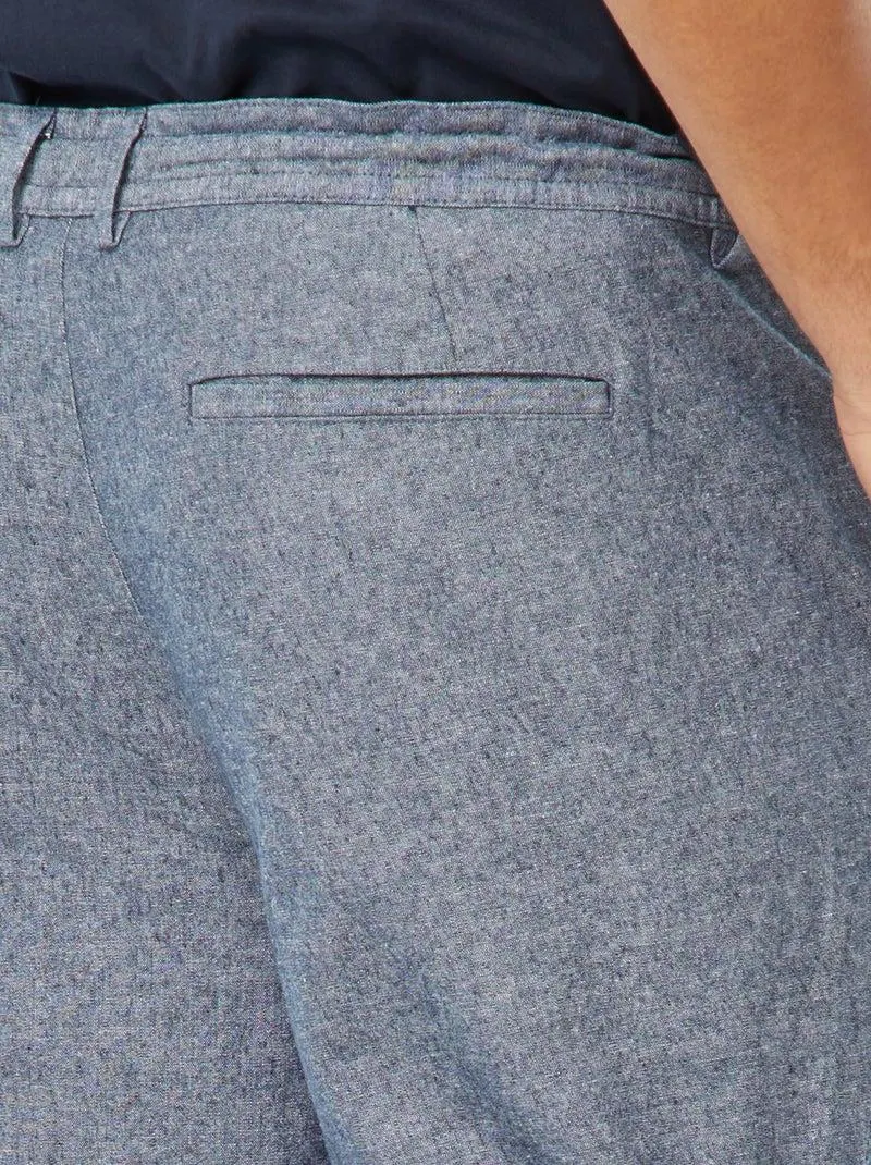 Pantaloni chino regular in misto lino - BLU