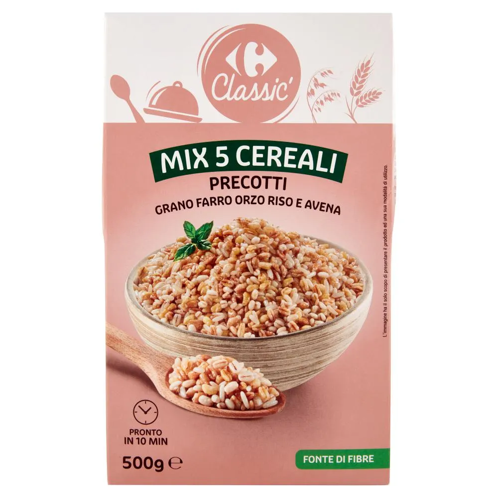 Carrefour Classic Mix 5 Cereali Precotti Grano Farro Orzo Riso e Avena 500 g