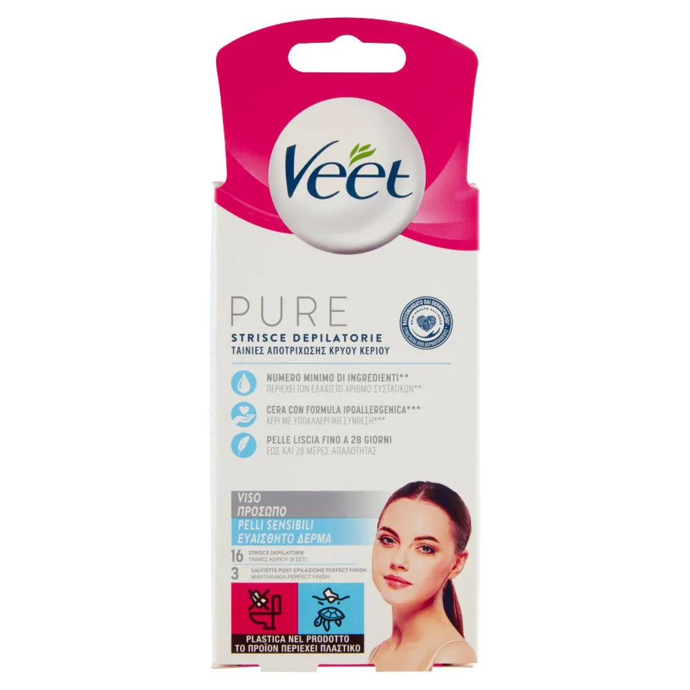 Veet Pure Strisce Depilatorie Viso Pelli Sensibili 16 pz