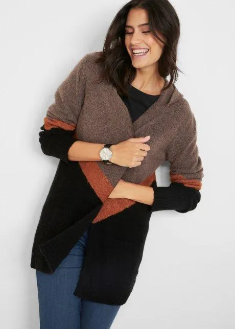 Cardigan in maglia color block