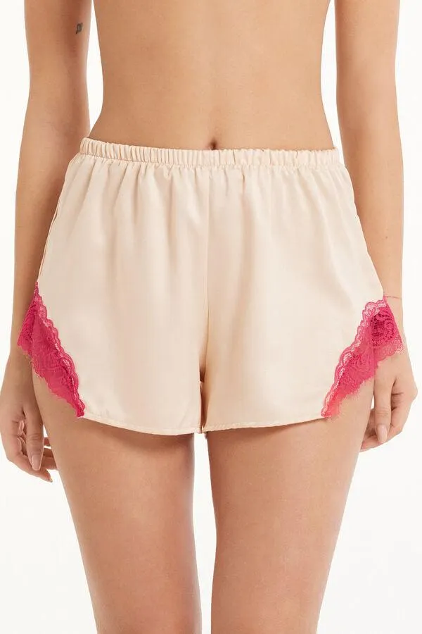 Pantaloncino Corto in Raso e Pizzo