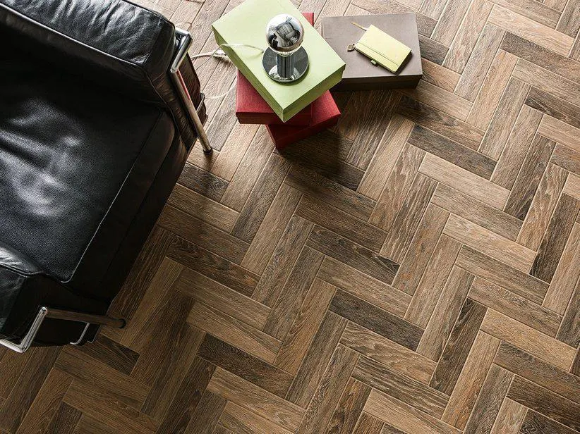 Piastrella Faubourg Brun 2a Scelta 7X28 Gres Effetto Legno Naturale Marrone