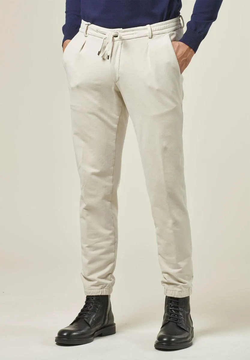 Pantalone ecru coulisse fondo elastico slim