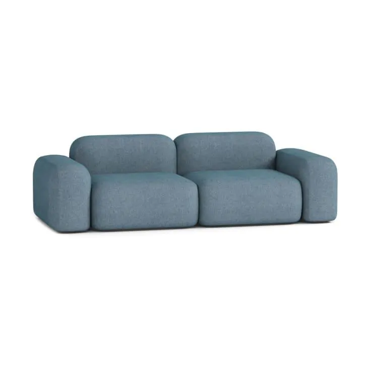 Divano modulare a 3 posti in tessuto verde acqua