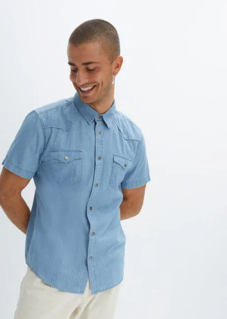 Camicia in jeans a maniche corte, slim fit (pacco da 2)