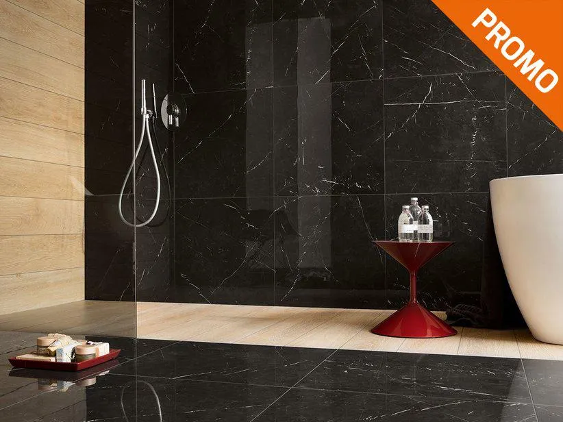 Rivestimento Bagno in Gres Effetto Marmo Full Lappato Rettificato - Marquinia Nero