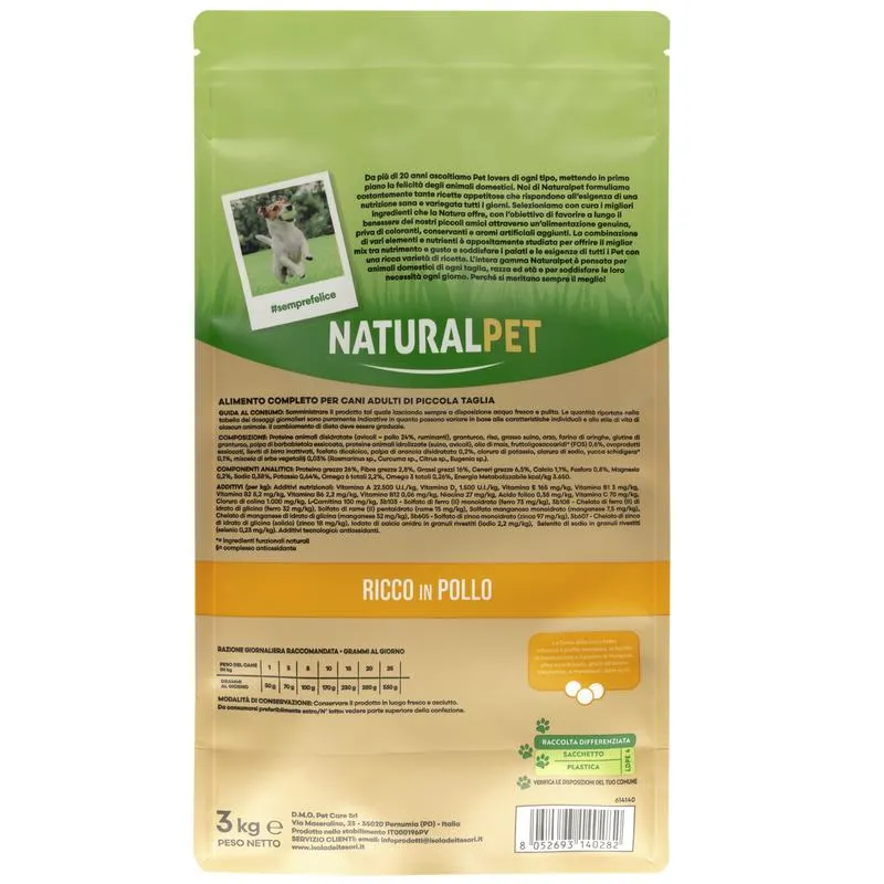 Naturalpet Premium Dog Adult Mini ricco in Pollo 3 kg