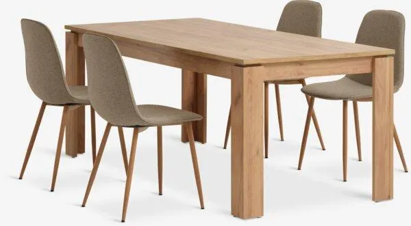 LINTRUP Tavolo L190/280 rov. selv. nat. + 4 BISTRUP sabbia