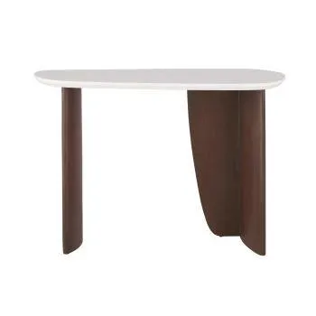 Lausanne - Consolle in stile vintage bianca con gambe in legno di acacia