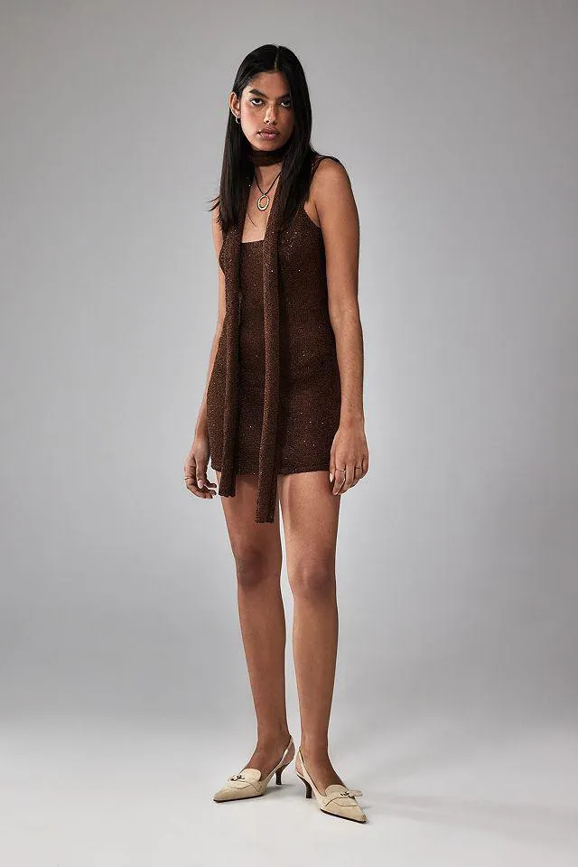 UO Alexa Paillettes Knit 90s Mini Abito