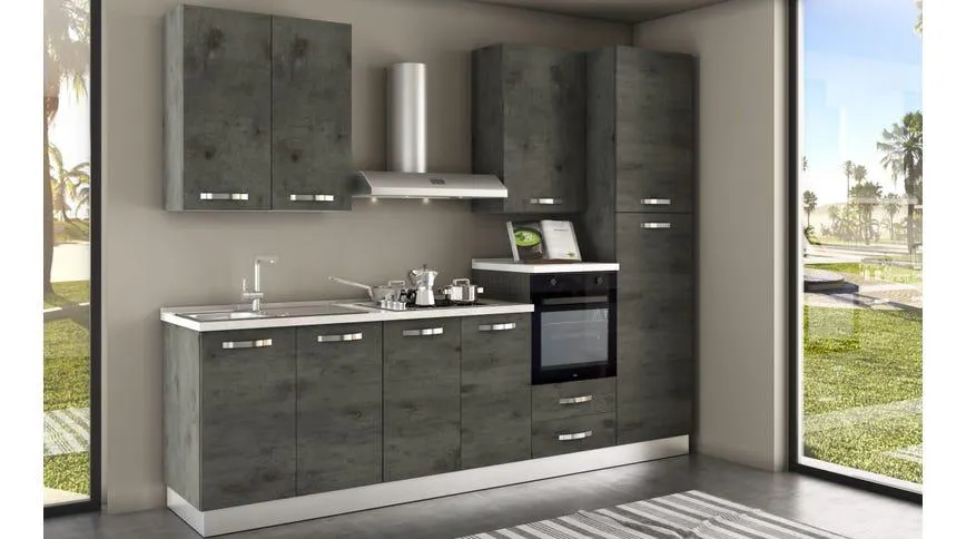 Emy cucina 300 cm colore cemento