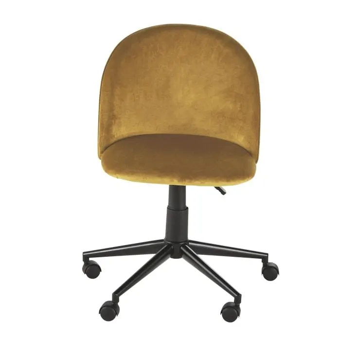 Sedia da scrivania regolabile con rotelle in velluto ocra