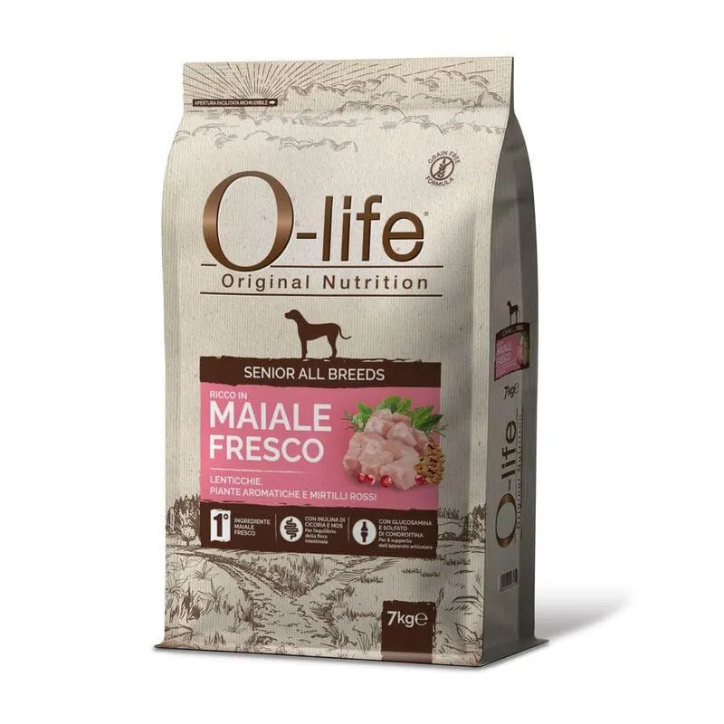 O-life Dog Senior All Breeds con Maiale Fresco 7 kg