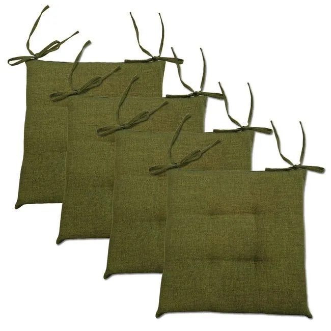 Set 4 cuscini per sedia in poliestere verde 40 x 40 x Sp 16 cm