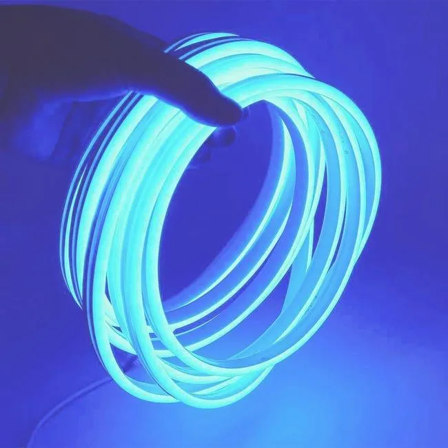 Striscia LED neon flessibile flex ribbon impermeabile 12V luce esterni decorazione feste insegne pubblicitarie tubo luminoso IP65 CELESTE