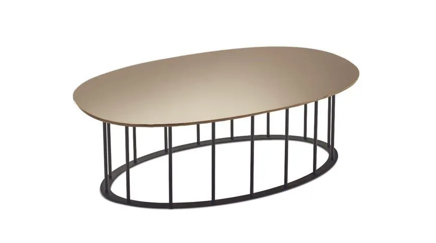 Chic tavolino struttura metallo nero e piano bronzo