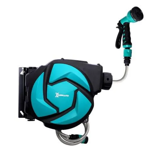 Rullino per Tubo Murale da 10 m Giravole a 180° con Lance Multimode, Plastica Verde Nera