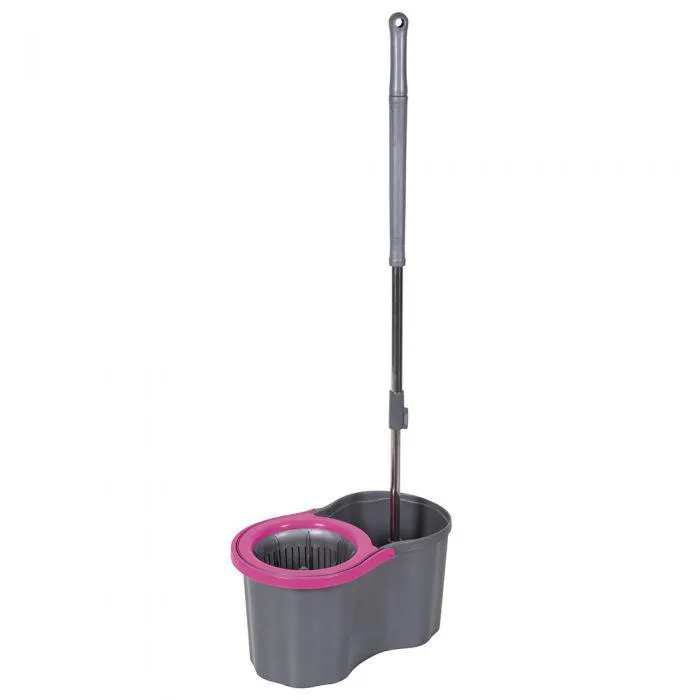 Super Mop rotante 16 l, tubo estensibile fino a 110 cm, grigio e fucsia