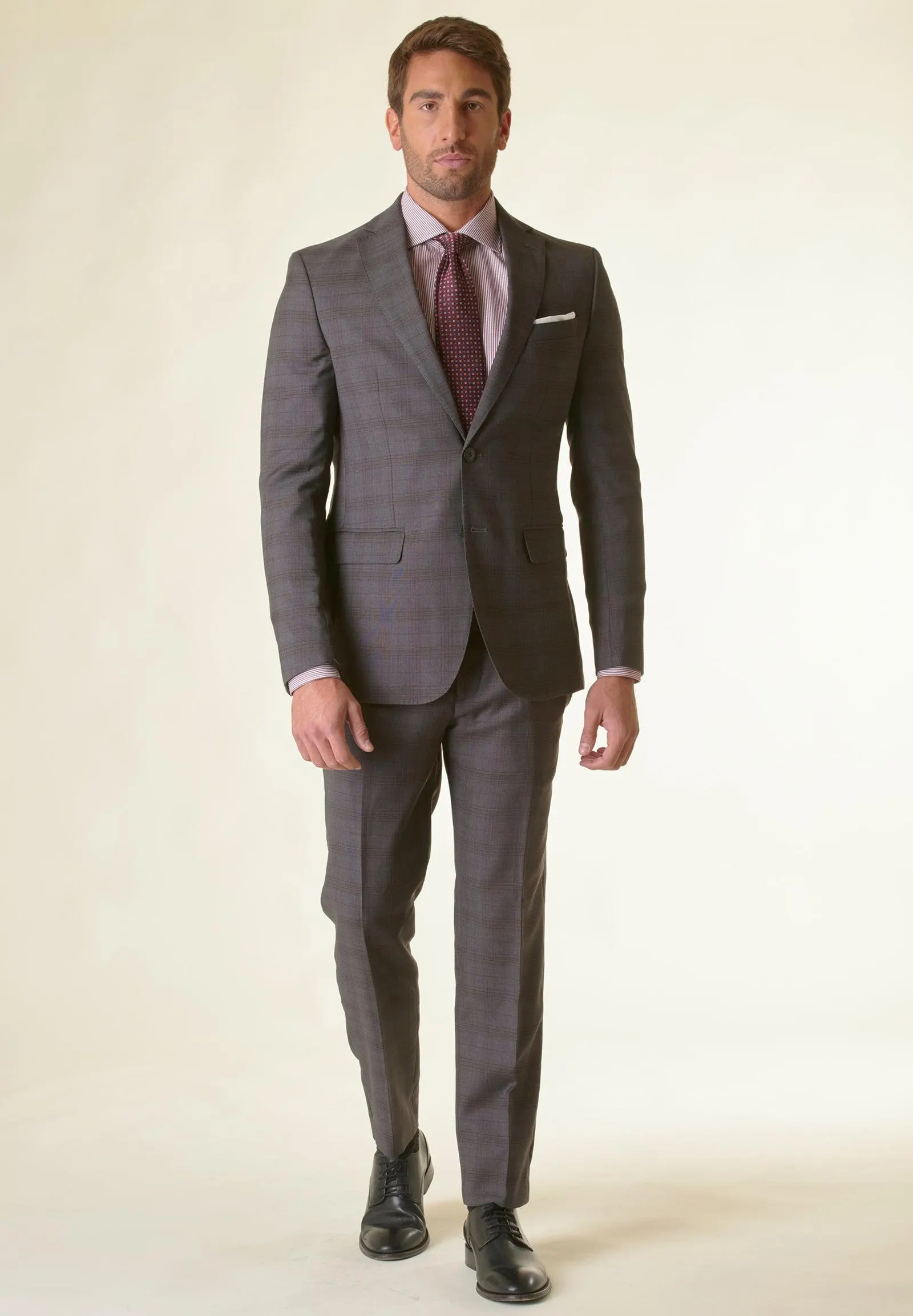 Abito grigio Galles lana custom fit