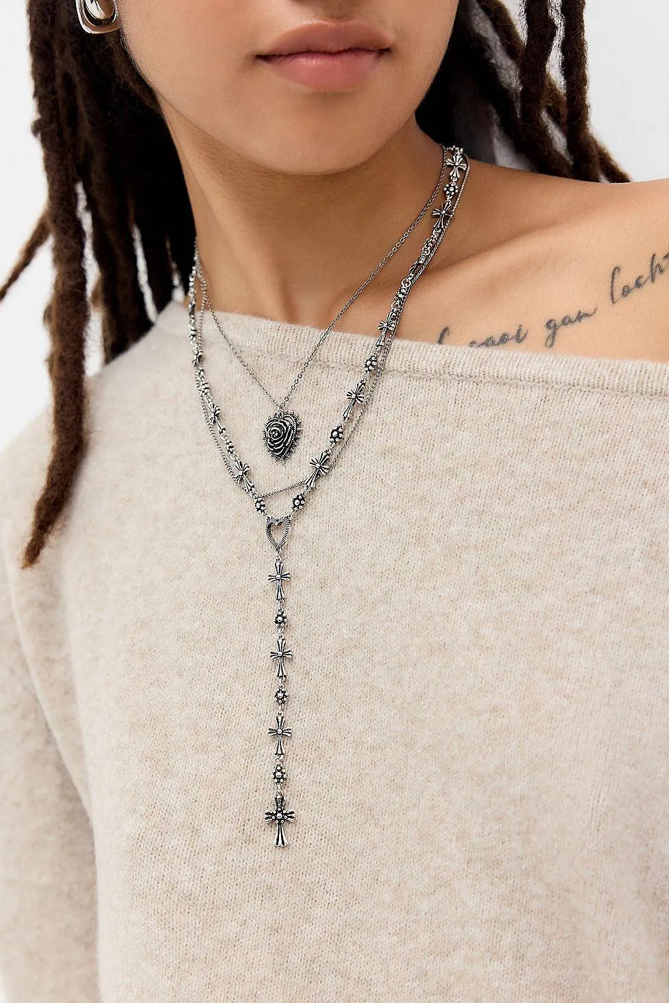 Collana Lariat con Croce Silence + Noise