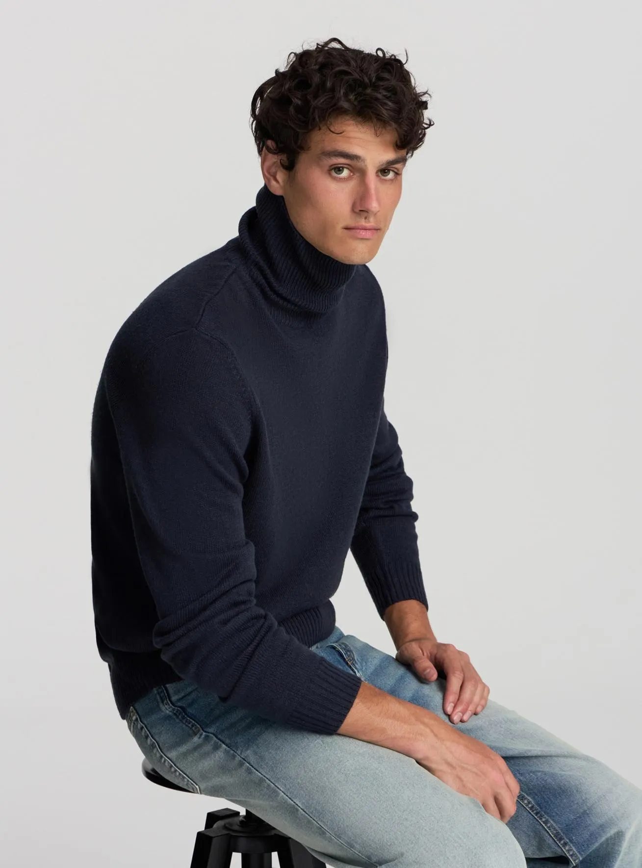 Maglia dolcevita a tinta unita Blu navy